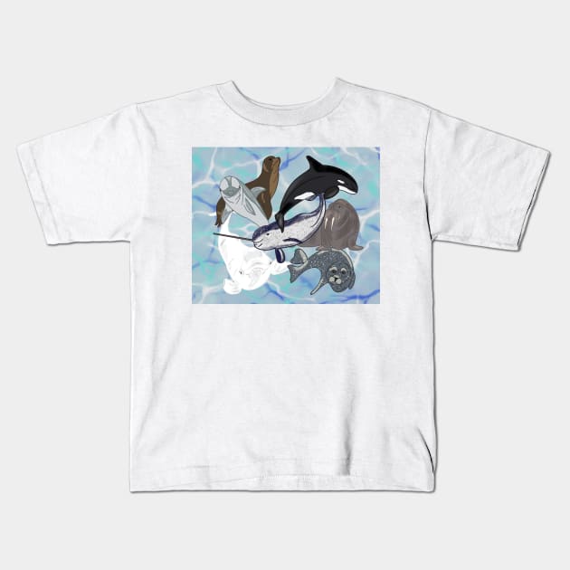 Marine Mammals Kids T-Shirt by eeliseart